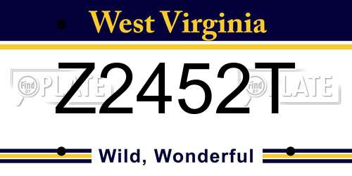 Z2452T West Virginia License Plate