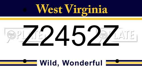 Z2452Z West Virginia License Plate