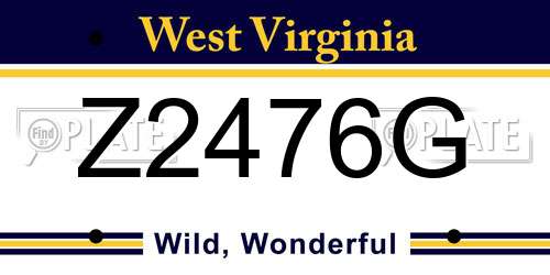 Z2476G West Virginia License Plate