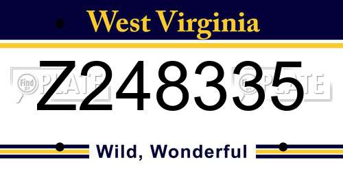 Z248335 West Virginia License Plate