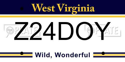 Z24DOY West Virginia License Plate