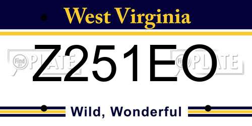Z251EO West Virginia License Plate