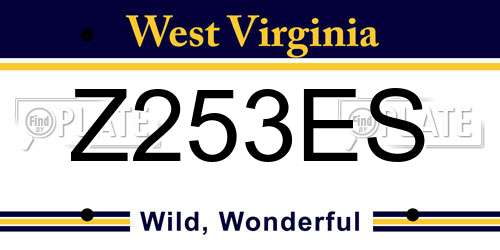 Z253ES West Virginia License Plate