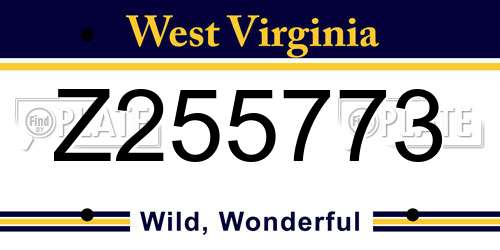 Z255773 West Virginia License Plate