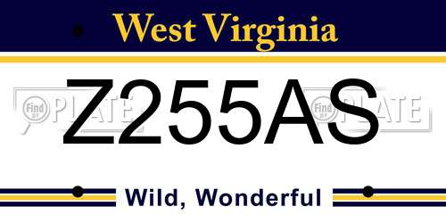Z255AS West Virginia License Plate