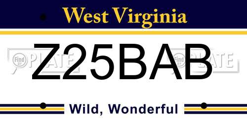 Z25BAB West Virginia License Plate