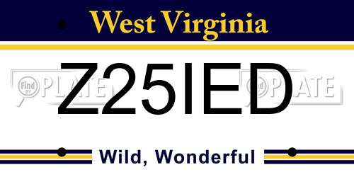 Z25IED West Virginia License Plate