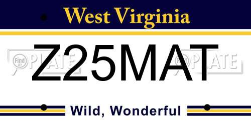 Z25MAT West Virginia License Plate