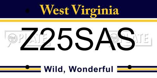 Z25SAS West Virginia License Plate
