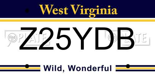 Z25YDB West Virginia License Plate