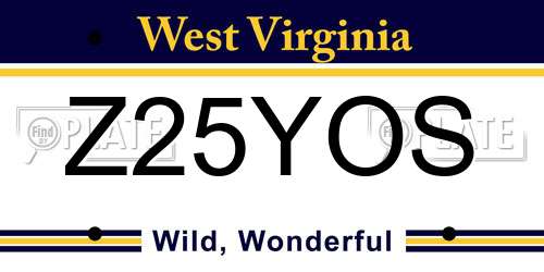 Z25YOS West Virginia License Plate
