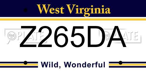 Z265DA West Virginia License Plate