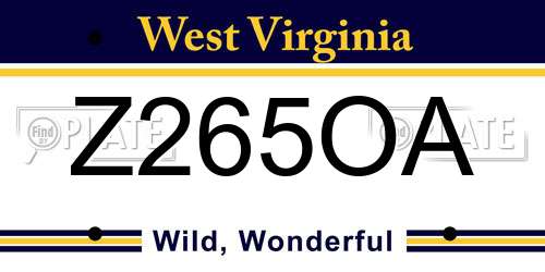 Z265OA West Virginia License Plate