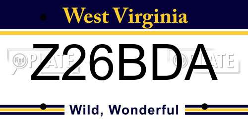 Z26BDA West Virginia License Plate