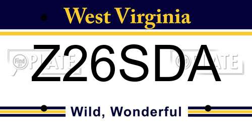 Z26SDA West Virginia License Plate