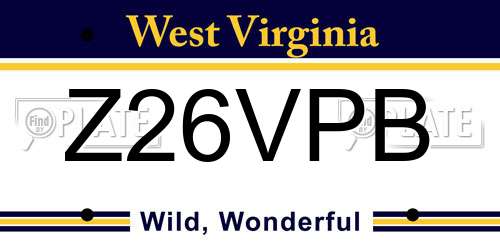 Z26VPB West Virginia License Plate