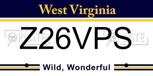 Z26VPS West Virginia License Plate
