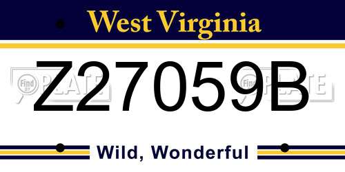 Z27059B West Virginia License Plate