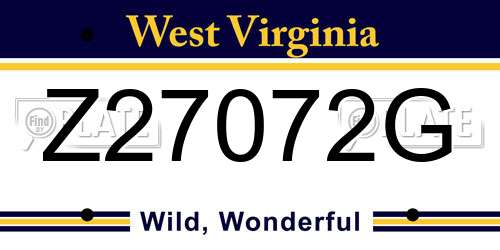 Z27072G West Virginia License Plate
