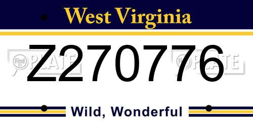 Z270776 West Virginia License Plate