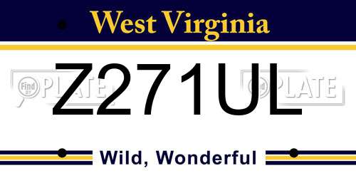 Z271UL West Virginia License Plate