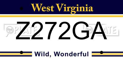 Z272GA West Virginia License Plate