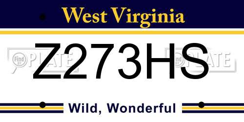 Z273HS West Virginia License Plate