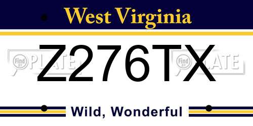 Z276TX West Virginia License Plate