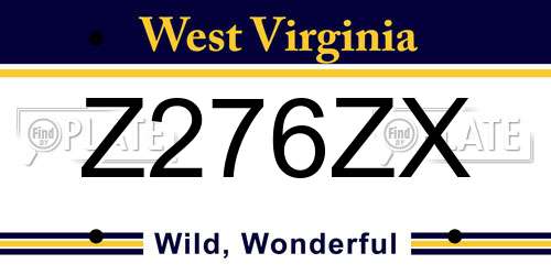 Z276ZX West Virginia License Plate