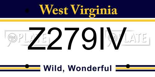 Z279IV West Virginia License Plate