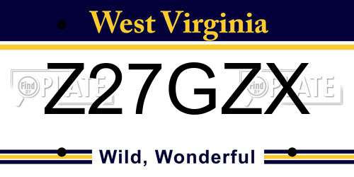 Z27GZX West Virginia License Plate