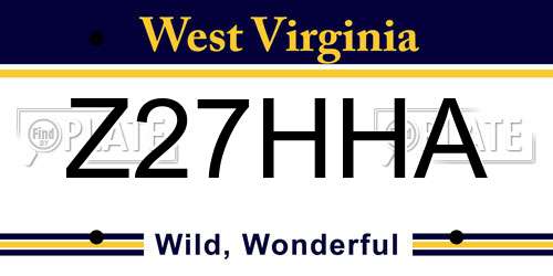 Z27HHA West Virginia License Plate
