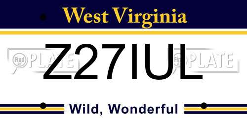 Z27IUL West Virginia License Plate
