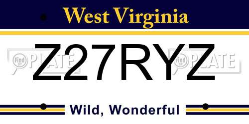 Z27RYZ West Virginia License Plate