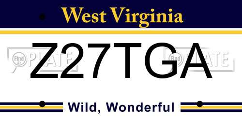 Z27TGA West Virginia License Plate