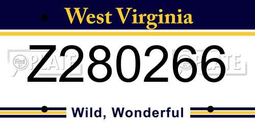 Z280266 West Virginia License Plate