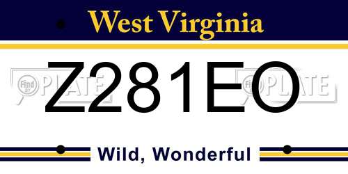 Z281EO West Virginia License Plate