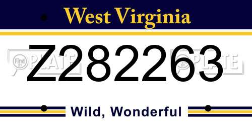 Z282263 West Virginia License Plate