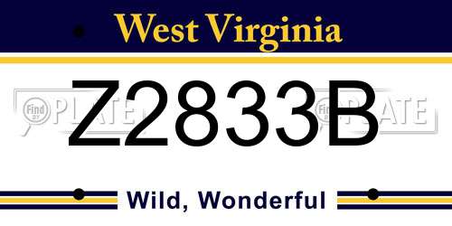 Z2833B West Virginia License Plate