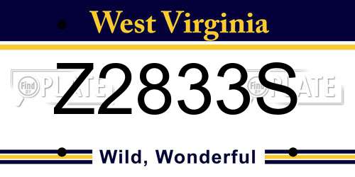 Z2833S West Virginia License Plate