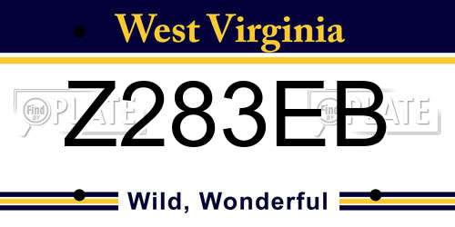 Z283EB West Virginia License Plate