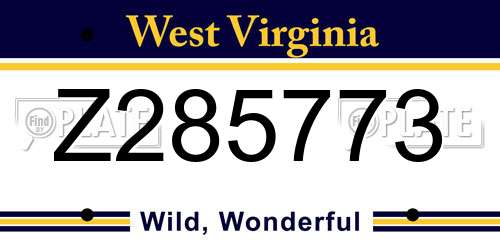 Z285773 West Virginia License Plate