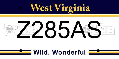 Z285AS West Virginia License Plate