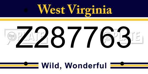 Z287763 West Virginia License Plate
