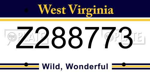 Z288773 West Virginia License Plate