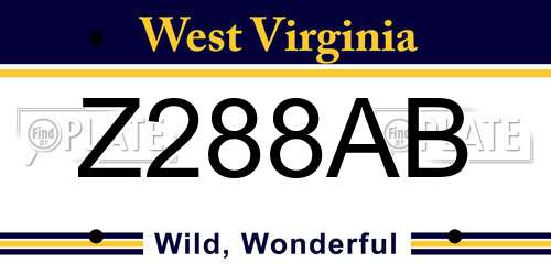 Z288AB West Virginia License Plate