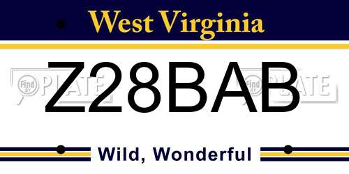 Z28BAB West Virginia License Plate