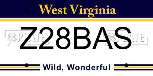 Z28BAS West Virginia License Plate