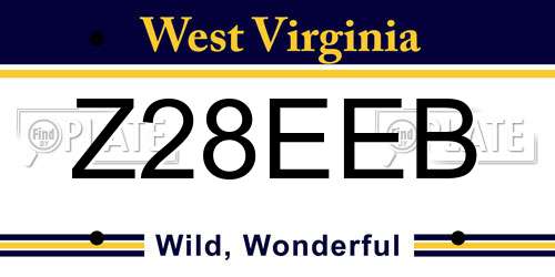 Z28EEB West Virginia License Plate