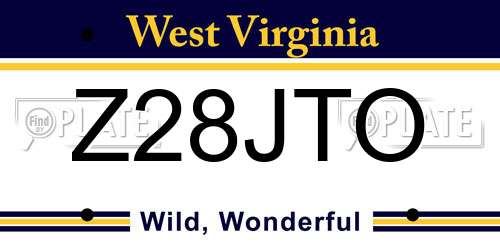 Z28JTO West Virginia License Plate